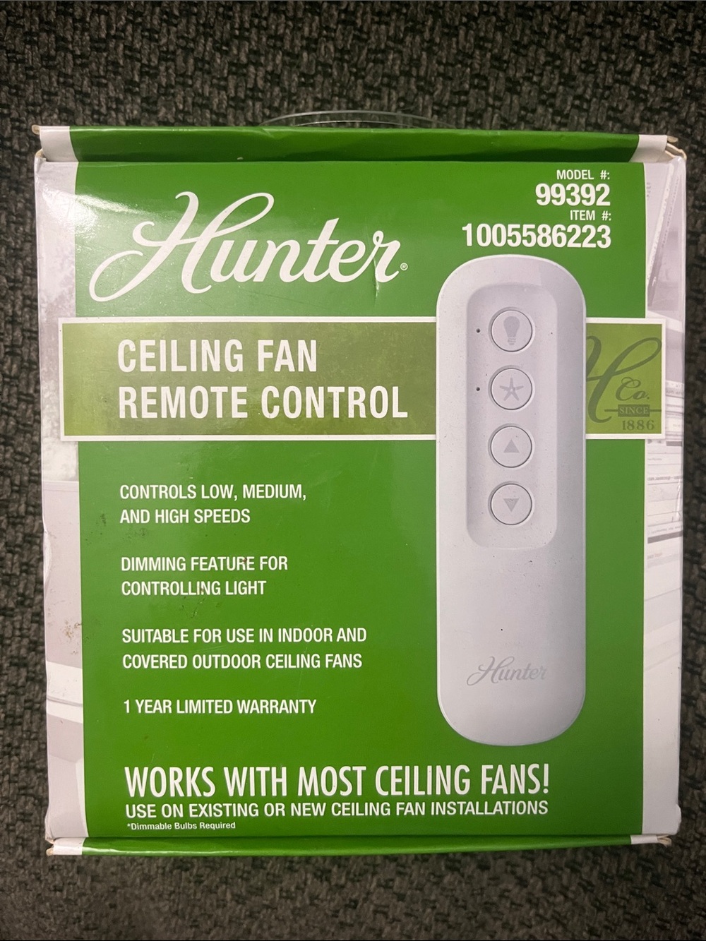 Hunter Ceiling Fan Remote Control - Green and White